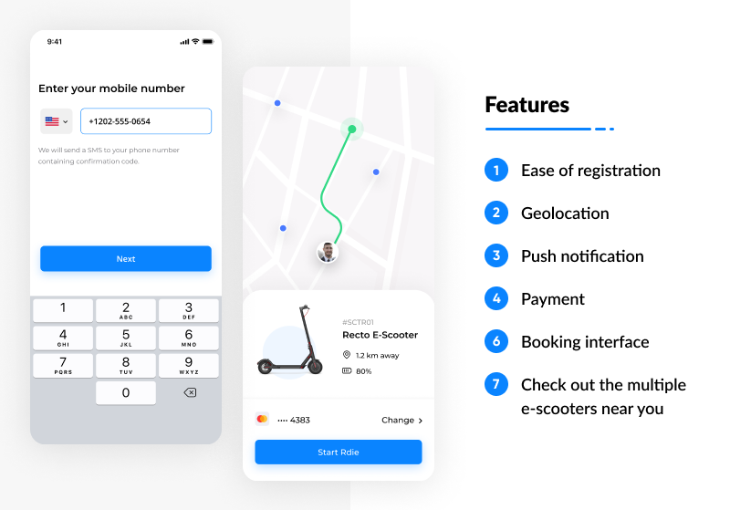 E-scooter app features